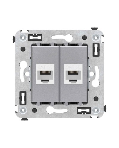 Розетка RJ-45 в стену, кат.5E, Avanti, двойная, закаленная сталь (4404664). Розетка компьютерная. ДКС в Евпатории