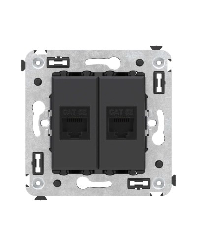 Розетка RJ-45 в стену, кат.5E, Avanti, двойная, черный матовый (4412664). Розетка компьютерная. ДКС в Евпатории
