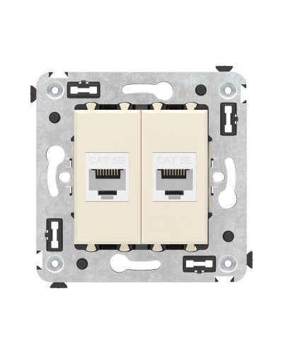 Розетка RJ-45 в стену, кат.5E, Avanti, двойная, ванильная дымка (4405664). Розетка компьютерная. ДКС в Евпатории