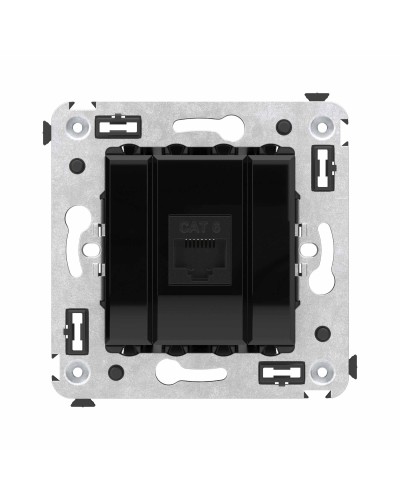 Розетка RJ-45 в стену, кат.6E, Avanti, одинарная, черный квадрат (4402693). Розетка компьютерная. ДКС в Евпатории