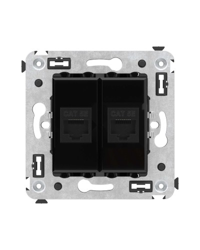 Розетка RJ-45 в стену, кат.5E, Avanti, двойная, черный квадрат (4402664). Розетка компьютерная. ДКС в Евпатории