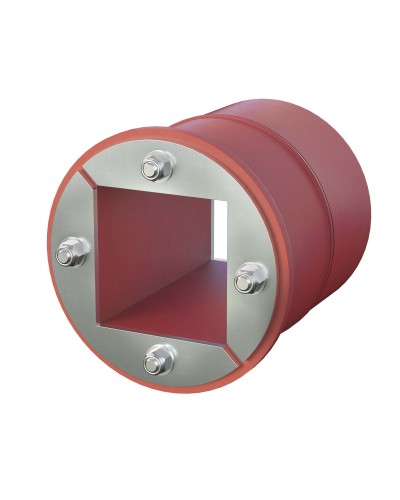 Проходка круглая, нержавеющая, D150х70 мм с проемом 90х90 мм (DXF3125): Проходка круглая, нержавеющая, с проёмом в Евпатории