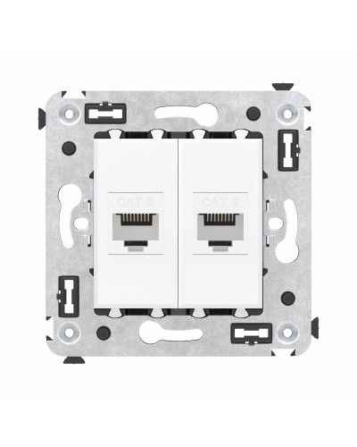 Розетка RJ-45 в стену, кат.6E, Avanti, двойная, белое облако (4400694). Розетка компьютерная. ДКС в Евпатории