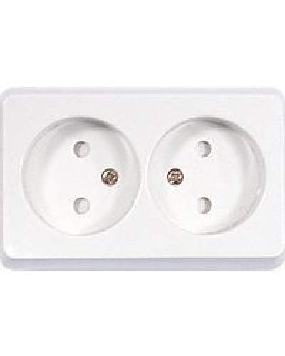 Розетка двойная открытой установки без з/к, бежевый, LK Standard (813601). Розетка без заземляющих контактов с защитными шторками. Экопласт в Евпатории