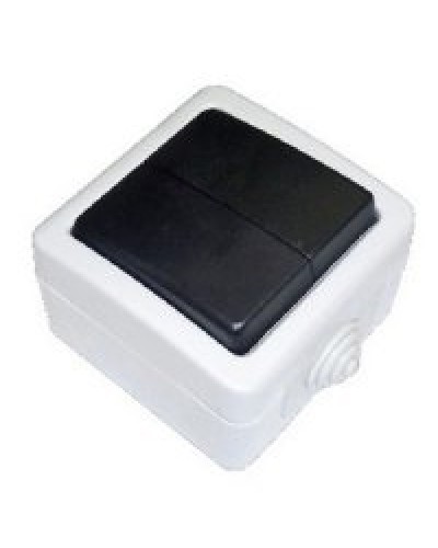 Переключатель двухклавишный 2-полюсный с 2 мест EF602SA, серый, LK Aqua (80006). Переключатель. Экопласт в Евпатории