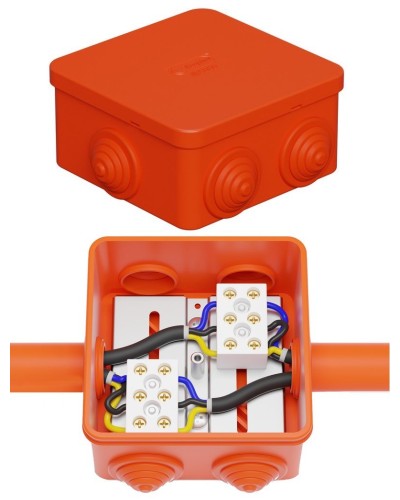 Коробка JBS080 85х85х50, 6 вых., 3P (0,15-4,0 мм²) (43101HF). Коробка монтажная, огнестойкая, без галогена. Экопласт в Евпатории