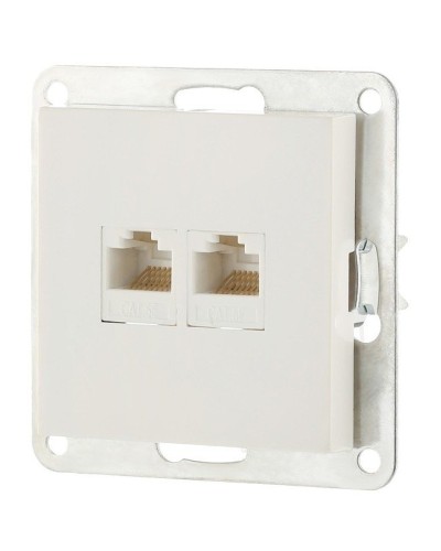 Розетка 2xRJ-45 кат.5е с накладкой, белый LK80 (846204-1). Розетка компьютерная двойная. Экопласт в Евпатории