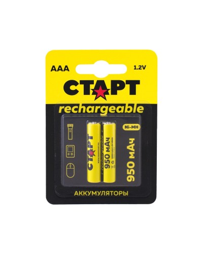 СТАРТ HR03 (AAA, 950mah), упак. 2 шт. БЛИСТЕР. Перезаряжаемые аккумуляторы. СТАРТ в Евпатории