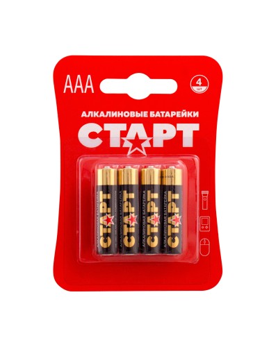 СТАРТ LR03-BL4 (1,5 В, AAA, LR03), упак. 4 шт. БЛИСТЕР. Алкалиновые батарейки. СТАРТ в Евпатории