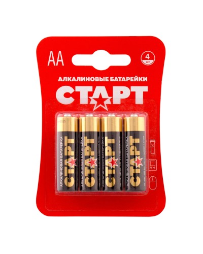 СТАРТ LR6-BL4 (1,5 В, AA, LR6), упак. 4 шт. БЛИСТЕР. Алкалиновые батарейки. СТАРТ в Евпатории