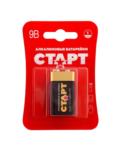 СТАРТ 6LR61-BL1 (9 В, Крона,  6LR61), БЛИСТЕР. Алкалиновая батарейка. СТАРТ в Евпатории